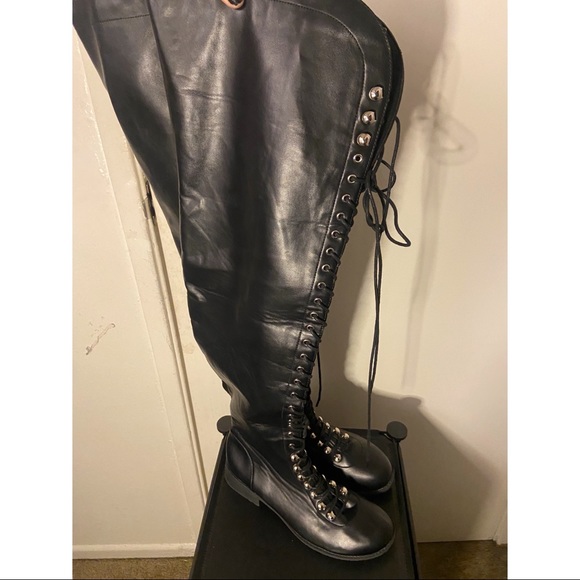 Over the Knee Boots Vegan Leather - W10 - NEW (Not in Stores) - Picture 3 of 15